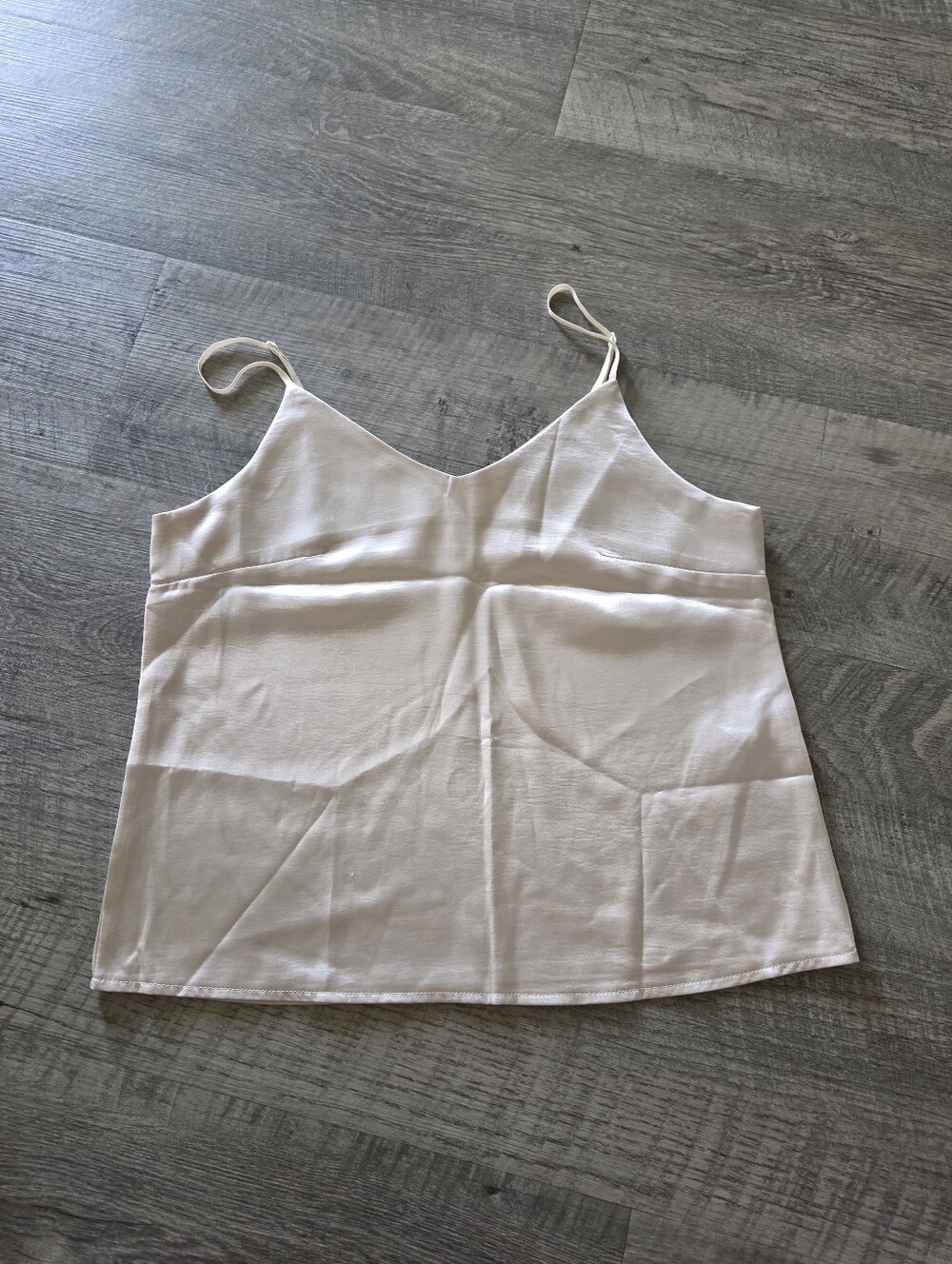 Shein Champagne/Cream V-Neck Satin Cami Tank Top.